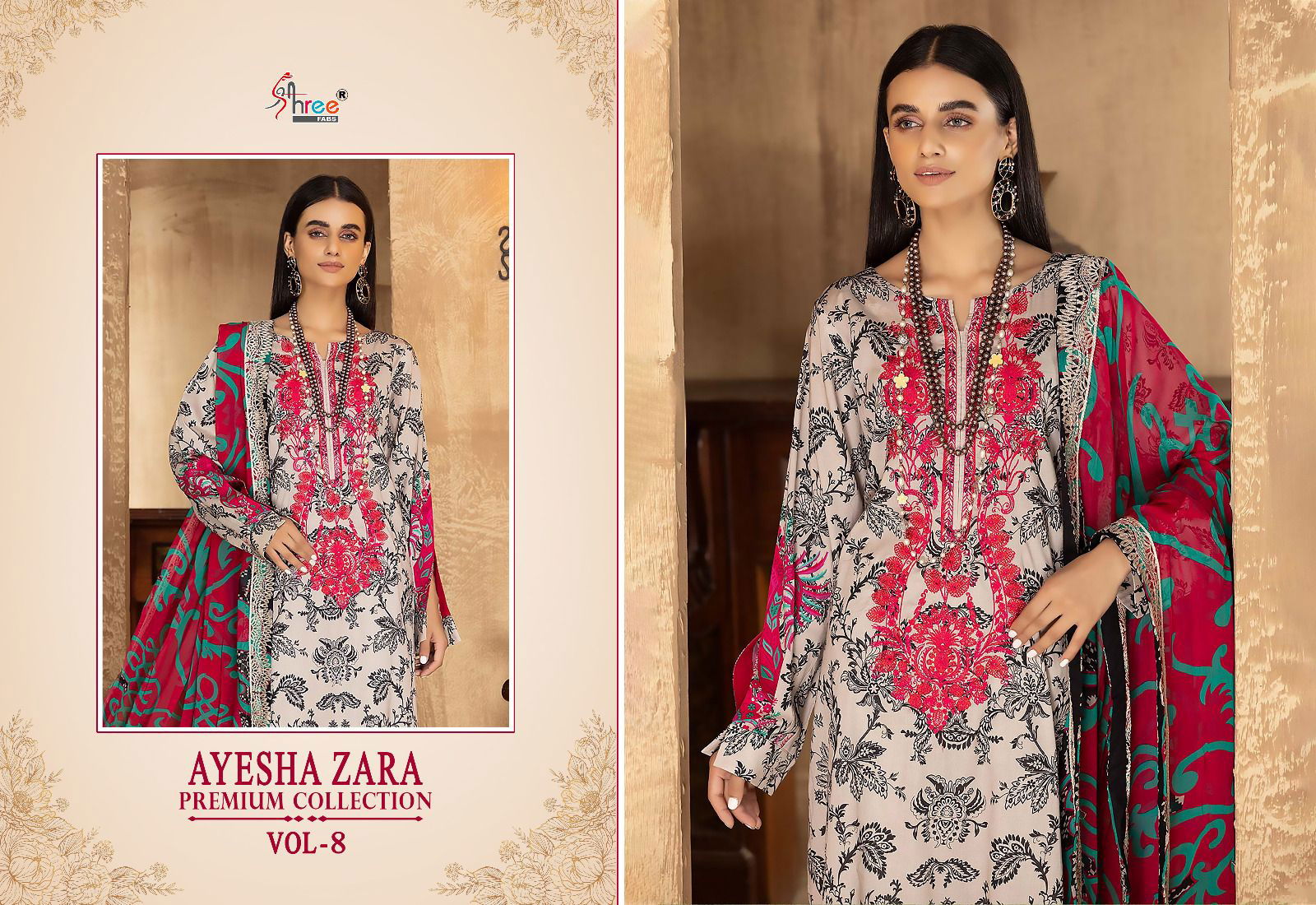 Shree Ayesha Zara Premium Collection 8 Cotton Pakistani Suits
